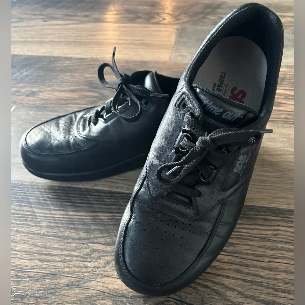 SAS Time Out Men Size 8 Black Tripad Comfort Orthopedic Walking Sneakers Leather